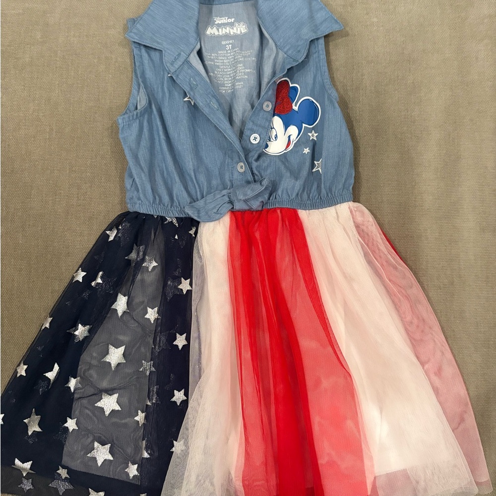 Disney Minnie Mouse Red White & Blue Star Dress - Picture 2 of 3